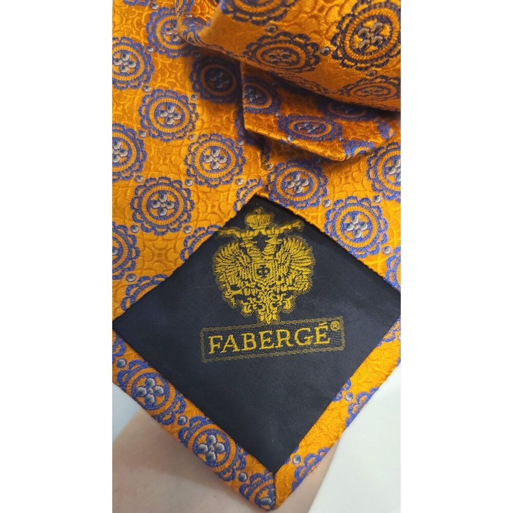 Faberge Orange/Blue Silk Tie made in USA